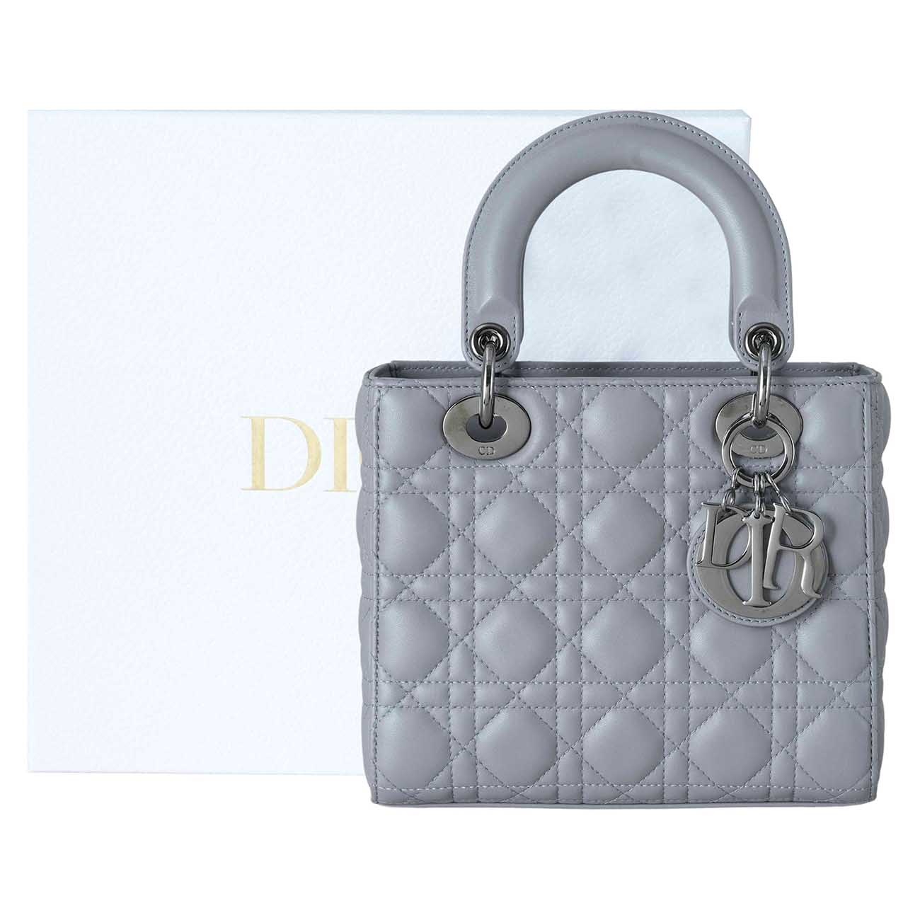 CHRISTIAN DIOR(USED)크리스찬디올 램스킨 레이디디올 스몰